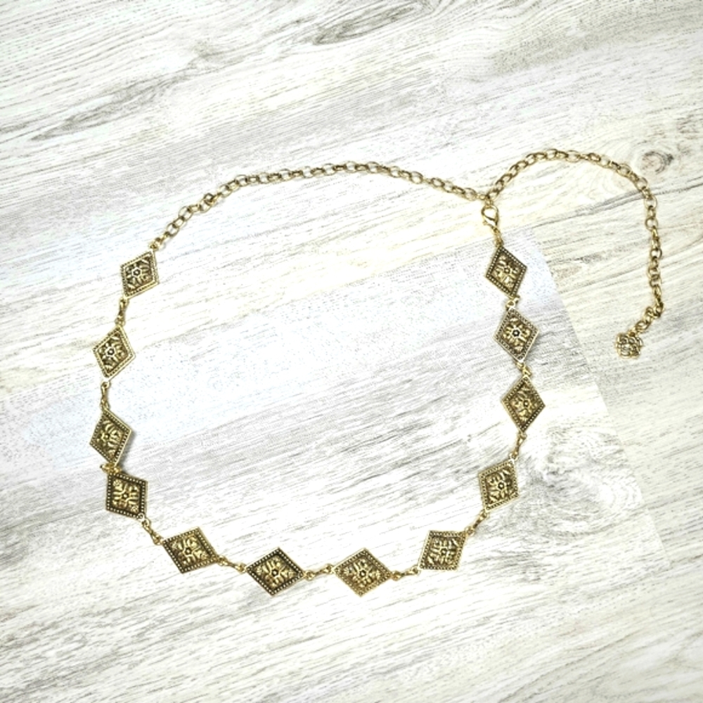 New Boho Rhombus Metal Statement Belt